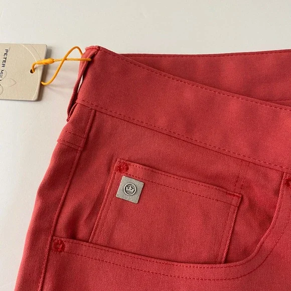 Peter Millar MenPerformance Pants 32x34 CRED‎ Coral Red Slim Fit NWT Golf